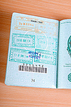 护照,许多,签证