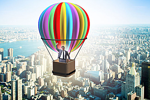 商务人士,飞,气球,挑战,概念