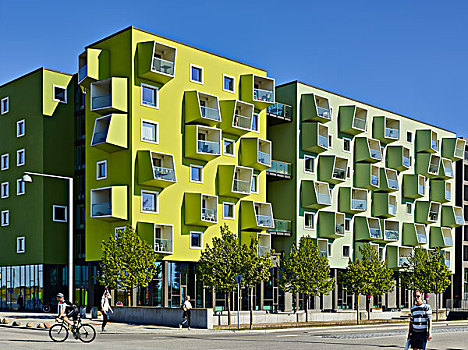 哥本哈根,丹麦,街道,风景,建筑,突出,露台