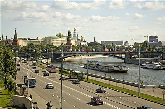 桥,上方,市区,政府建筑,莫斯科,俄罗斯,东欧,欧洲