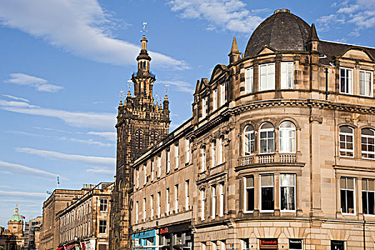 老,建筑,蓝天,爱丁堡,苏格兰