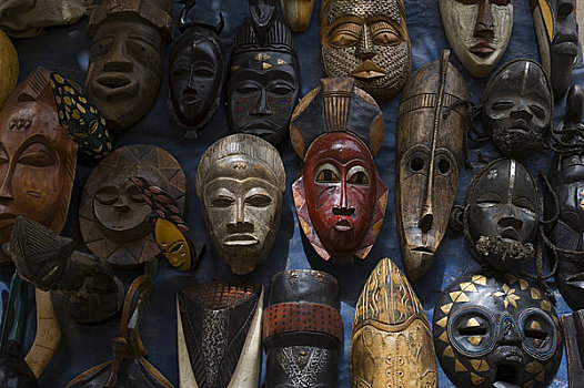 西非,多哥,机场,传统,雕刻,木质,面具