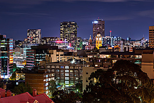 悉尼,夜晚,建筑