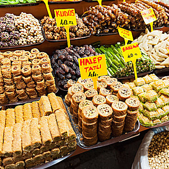 食物,托盘,出售,大巴扎集市,伊斯坦布尔,土耳其