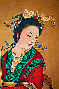 颐和园,佛教,芳香,亭子,涂绘,艺术品,女人,北京,中国
