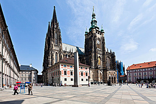 大教堂,院落,布拉格,城堡,独块巨石,布拉格城堡,联合国文化遗产,捷克共和国,欧洲