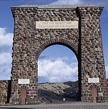 拱道,入口,黄石国家公园,怀俄明,美国,北美