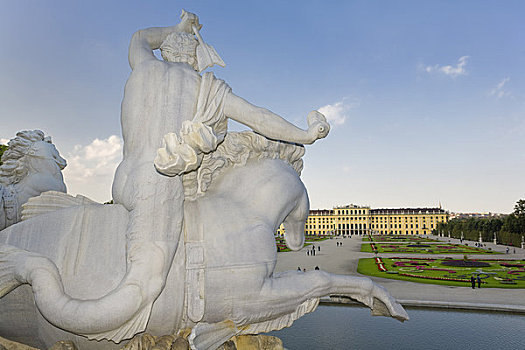 海王星喷泉,美泉宫,花园,维也纳,奥地利