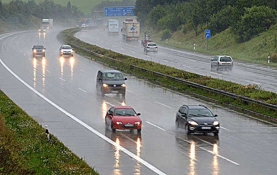 交通,下雨,天气,高速公路,靠近,萨克森,德国,欧洲
