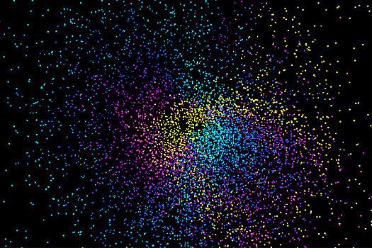 彩色粒子组成发光星空背景,彩色星光抽象背景