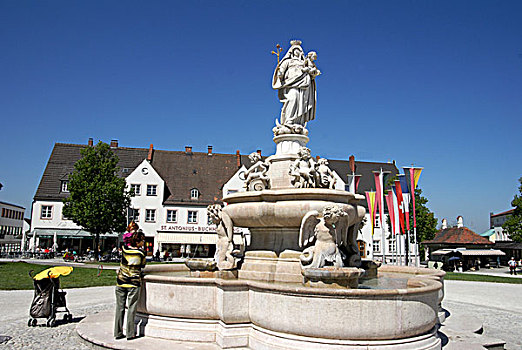 喷泉,巴伐利亚,德国,欧洲
