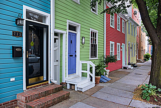 彩色,房子,历史,地区,巴尔的摩