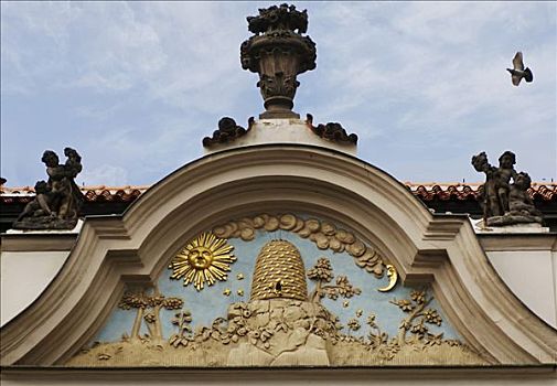蜂巢,建筑正面,历史,中心,布拉格,捷克共和国,欧洲