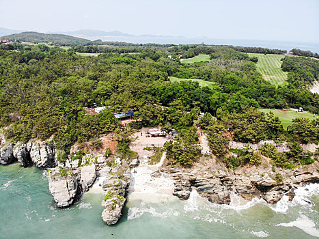 航拍辽宁大连滨海国家地质公园金石滩园区东部景区,金石滩国家旅游度假区内