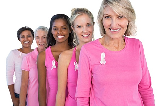 愉悦,女人,穿,粉色,带,乳腺癌
