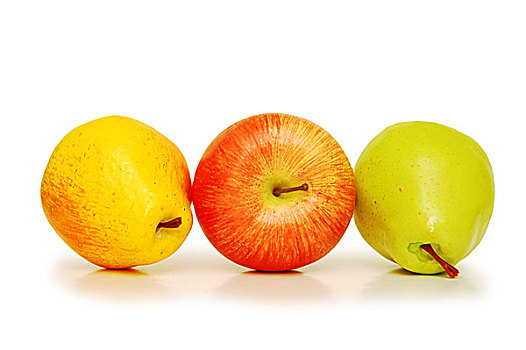 两个,梨,苹果,隔绝,白色背景