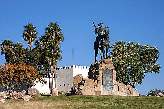 骑马雕像,正面,老,要塞,温得和克,纳米比亚,非洲