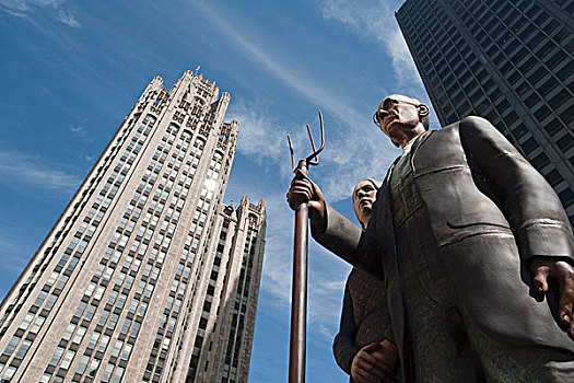 雕塑,木,芝加哥,伊利诺斯,美国