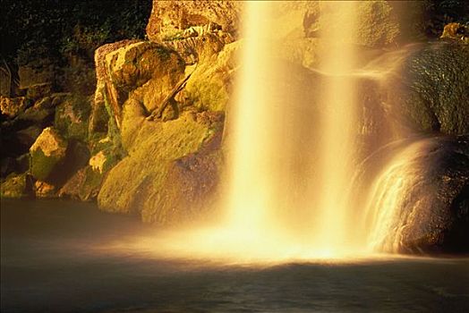 瀑布,石头,恰帕斯,墨西哥
