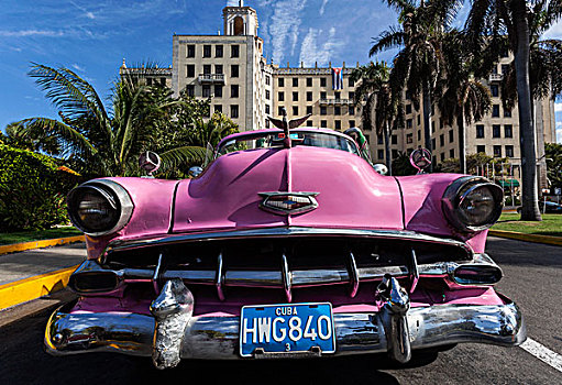 旧式,雪佛兰,20世纪50年代,正面,酒店,古巴,哈瓦那,北美