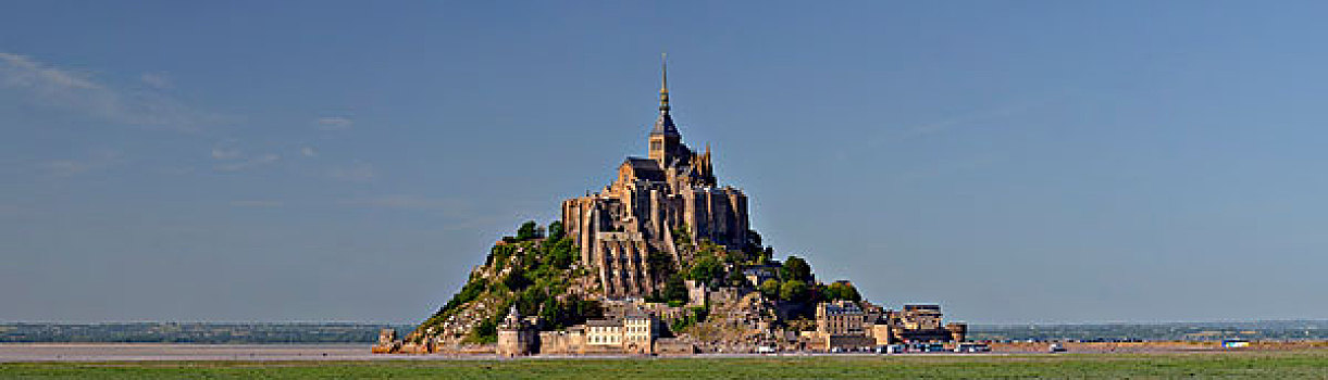 教堂,上面,岩石,岛屿,圣米歇尔山,风景,南,下诺曼底省,法国,欧洲