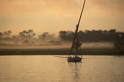 三桅帆船,尼罗河,路克索神庙,埃及