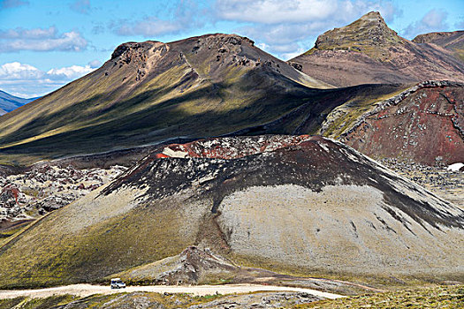 火山,火山口,火山岩,地点,兰德玛纳,自然,自然保护区,高地,冰岛,欧洲