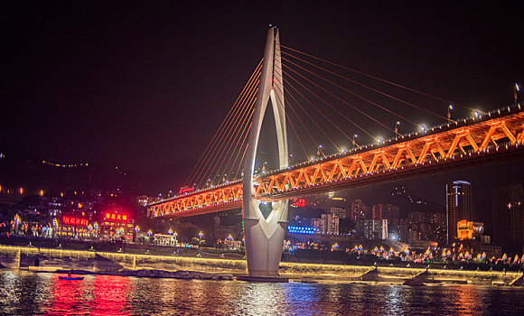 重庆,红岩洞,夜景,跨江大桥