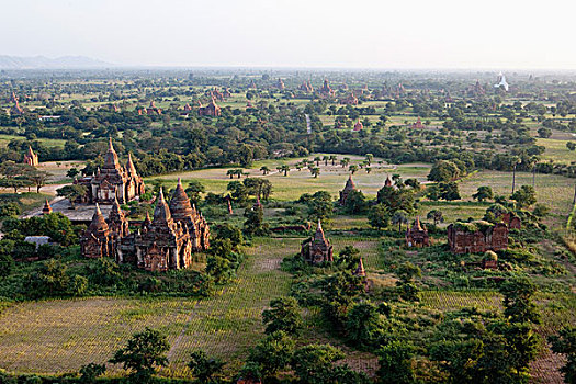俯视,庙宇,蒲甘,曼德勒省,缅甸