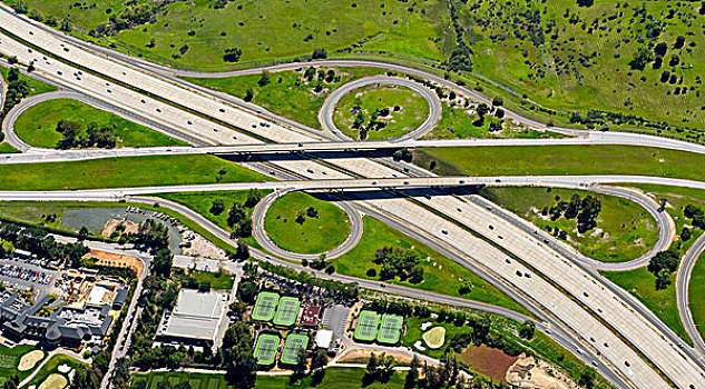 公路,立体交叉路,高速公路,立交桥,硅谷,圣克拉拉,加利福尼亚,美国,北美