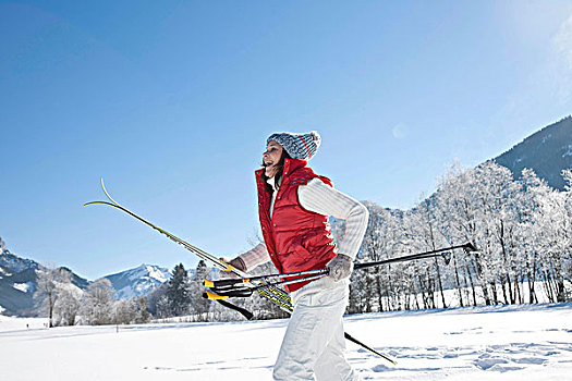 女人,越野,滑雪