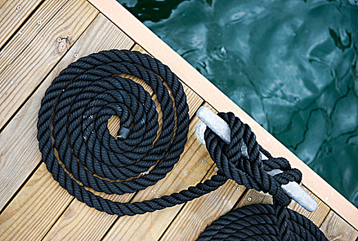 黑色,绳索,码头