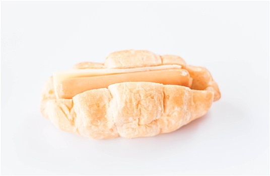 香肠,奶酪,牛角面包,隔绝,白色背景,背景