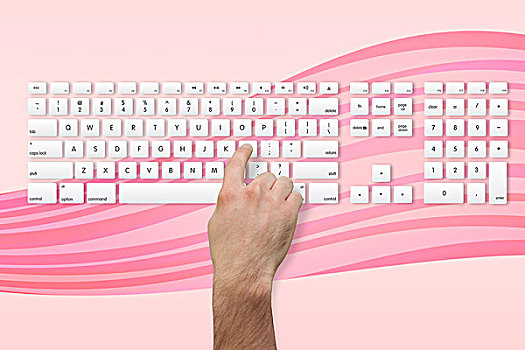 手,按压,按键,键盘,粉色,摆动,背景