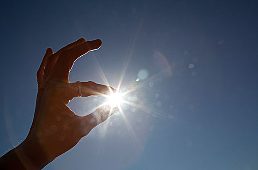 手,太阳,指尖