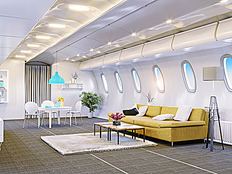 飞机,机舱,客厅,贵宾,飞行,概念