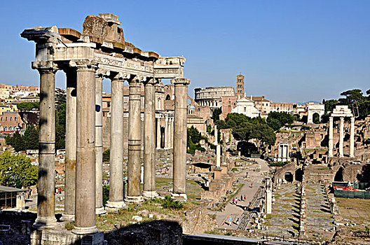 柱子,庙宇,罗马角斗场,提图斯拱门,双子座神庙,古罗马广场,罗马,拉齐奥,意大利