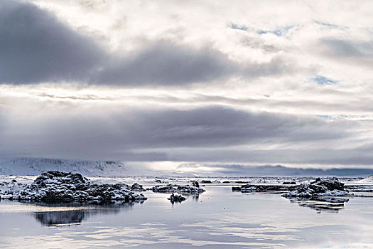 湖,米湖,冰岛高地,冬天,大雪,火山岩,岩石构造,大幅,尺寸