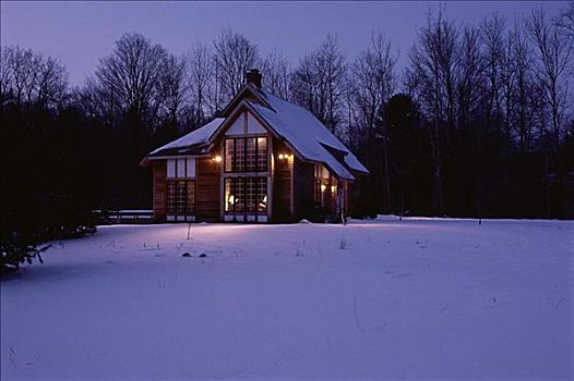 房子,积雪,风景