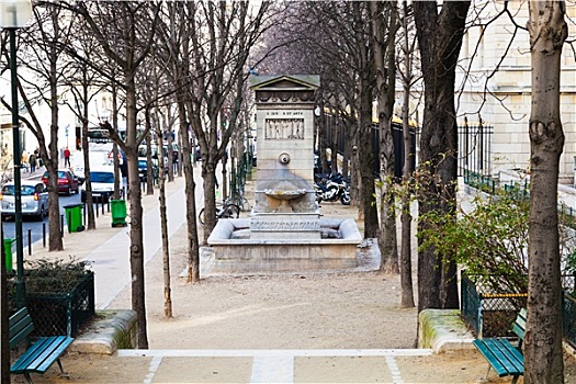 喷泉,平和,小,街道,巴黎