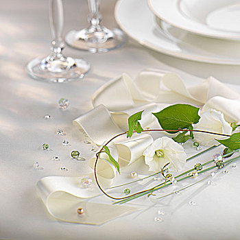 优雅,桌饰,白色,花