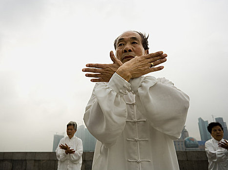 人,练习,太极拳