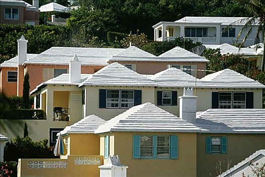 正面,房子,白色,屋顶,百慕大