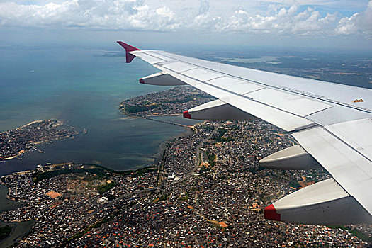 航拍,机翼,降落,萨尔瓦多巴伊亚,巴伊亚,巴西,南美