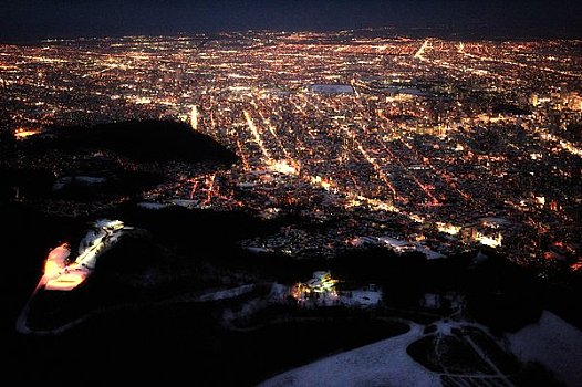 夜景,札幌,航拍