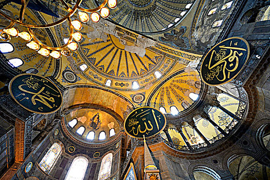 土耳其,伊斯坦布尔,藍色清真寺,地区,室内,圣索菲亚教堂,基督教,大教堂,教堂,清真寺