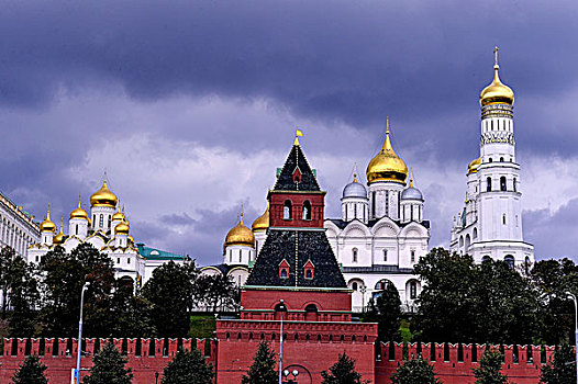 俄罗斯,莫斯科,克里姆林宫,墙壁,河,钟楼,右边