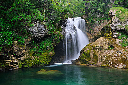 瀑布,峡谷,斯洛文尼亚,欧洲