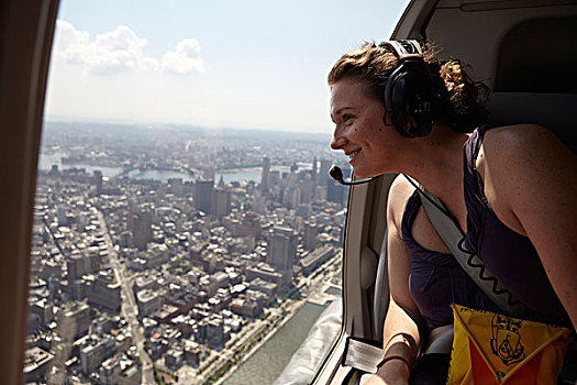 女人,直升飞机,高处,纽约