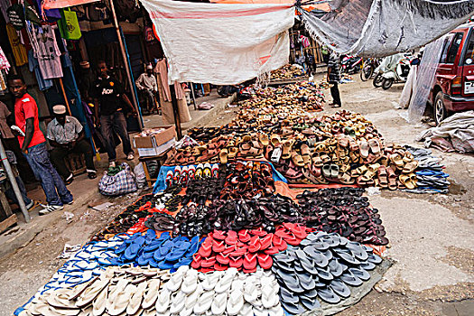 非洲,坦桑尼亚,桑给巴尔岛,鞋,出售,市场